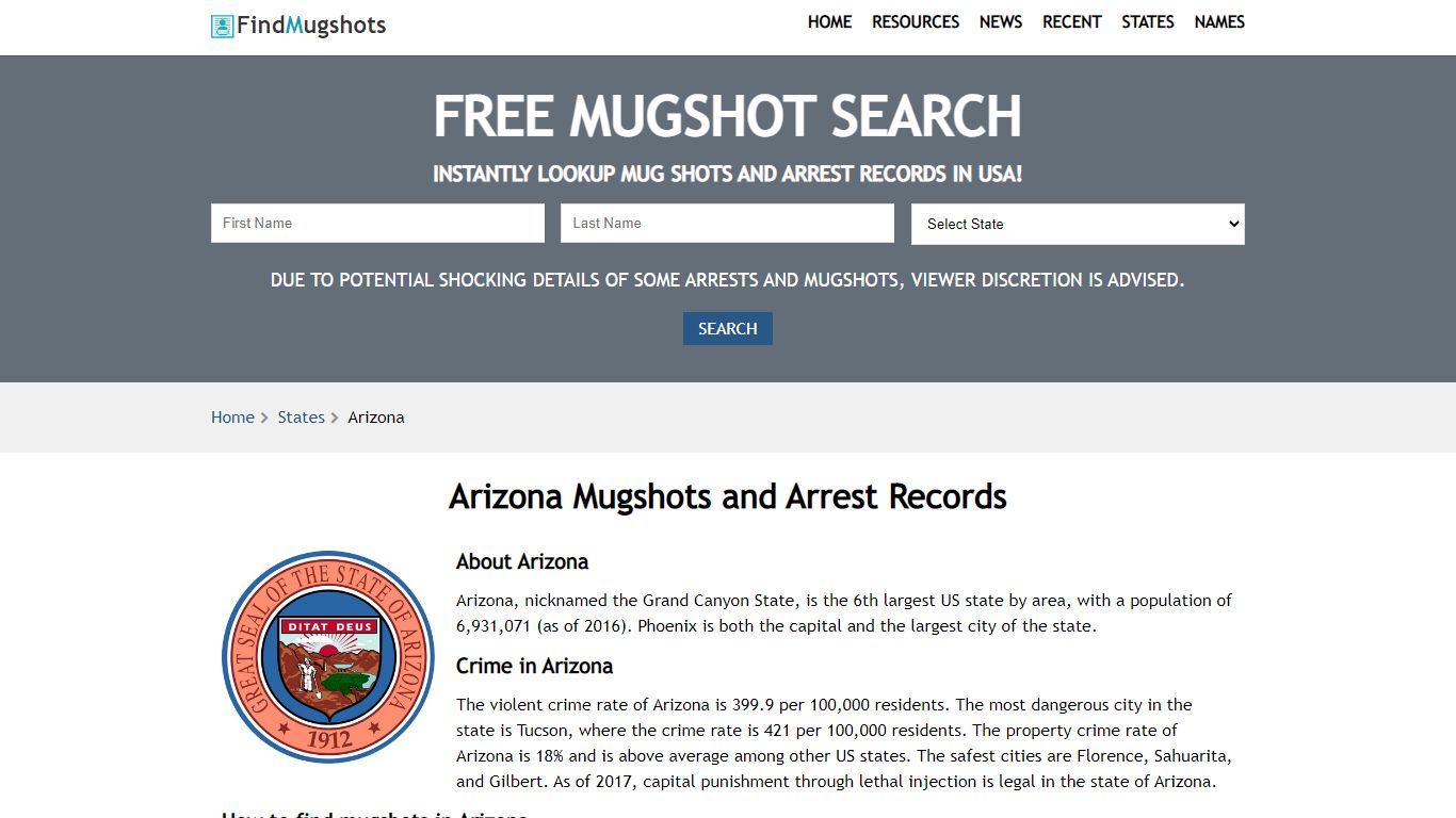 Find Arizona Mugshots - Find Mugshots